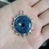 Organic Claws Bubble Claw Thorns Circle Spiky Plant Round Coin Blue Aventurine Pendant