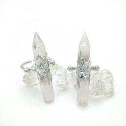 可调节焊锡单尖六角柱水晶戒指