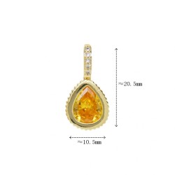 约10.5x20.5mm泪滴形电镀金色铜锆石吊坠