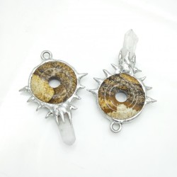 约52mm焊锡白水晶图画石随形点状吊坠