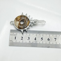 Crystal Pillar Irregular Free Form Geometric Point Semi-precious Stone Picture Jasper Clear Crystal Tiger Eye Pendant