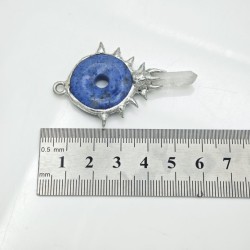 约52mm焊锡白水晶蓝东陵玉随形点状吊坠