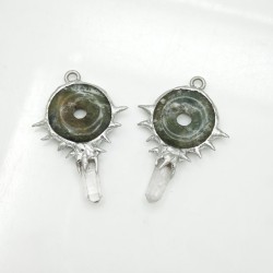 Crystal Pillar Irregular Free Form Geometric Point Semi-precious Stone Clear Crystal Fancy Jasper Agate Pendant