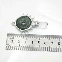 Crystal Pillar Irregular Free Form Geometric Point Semi-precious Stone Clear Crystal Fancy Jasper Agate Pendant