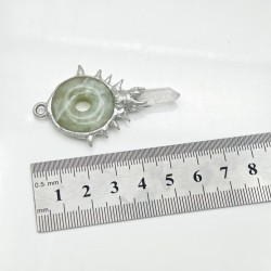 约52mm焊锡白水晶新山玉随形点状吊坠