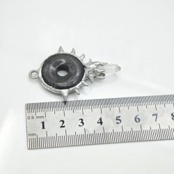 约52mm焊锡白水晶银耀石随形点状吊坠