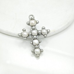 约52mm焊锡淡水珍珠十字形吊坠