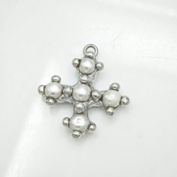 约40mm焊锡淡水珍珠十字形吊坠