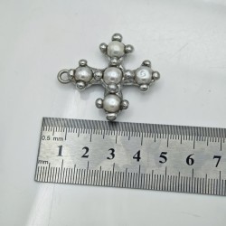 约40mm焊锡淡水珍珠十字形吊坠