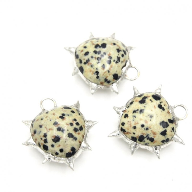 Organic Claws Bubble Claw Thorns Point Heart Plant Spiky Semi-precious Stone Dalmation Jasper Pendant