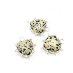 Organic Claws Bubble Claw Thorns Point Heart Plant Spiky Semi-precious Stone Dalmation Jasper Pendant