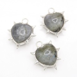 约30mm焊锡荆棘心形闪光石吊坠