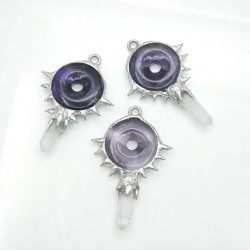 约52mm焊锡白水晶紫水晶随形点状吊坠